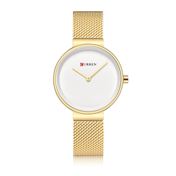 Damklocka Vattentät Stålarmband Kvarts Klocka Mode Damklockor Gold shell White