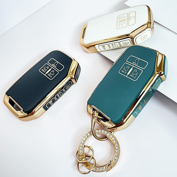 NYTT 7-knapps TPU Bil Fjärrnyckel Fodral Skal För Kia Carnival 2021 2022 Guld Kant Nyckelskal Högkvalitativ Nyckelring Key ring
