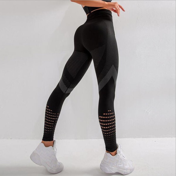 Yogabyxor Fitness Gym Leggings Träningslöpning för kvinnor Black M