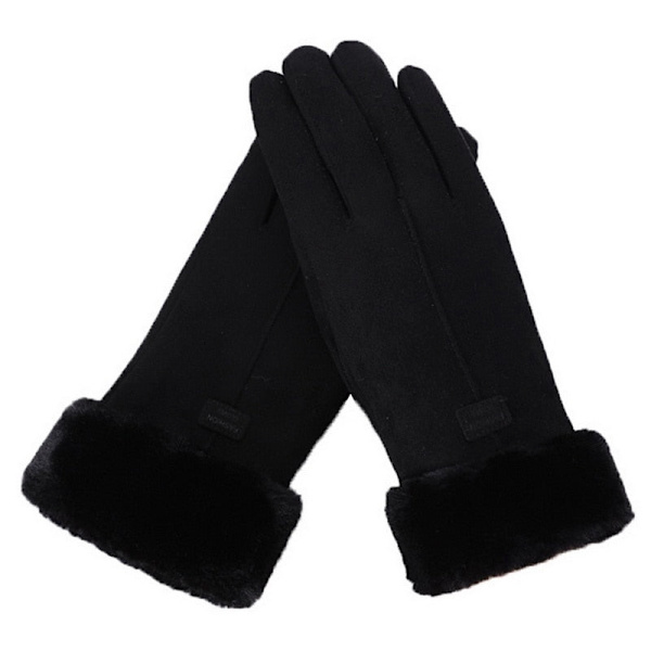 Dam Vinterhandskar Varma Touch Screen Svarta Pälshandskar Hel Finger Vantar Körhandskar Vindtäta Handskar Femmale Guantes Red-A One size