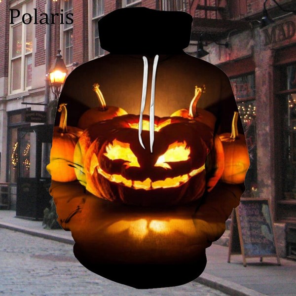 Halloween Hoodie Långärmad Fleece Sweatshirt Pumpa Lykta Skräck Fladdermus Kvinnor Män Barn Presenter Halloween-5 M