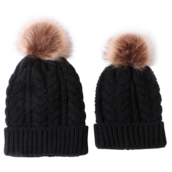 Ny Twist Foreldre-Barn Damehatt Mor og Baby Sett Strikket Lue Khaki Average size