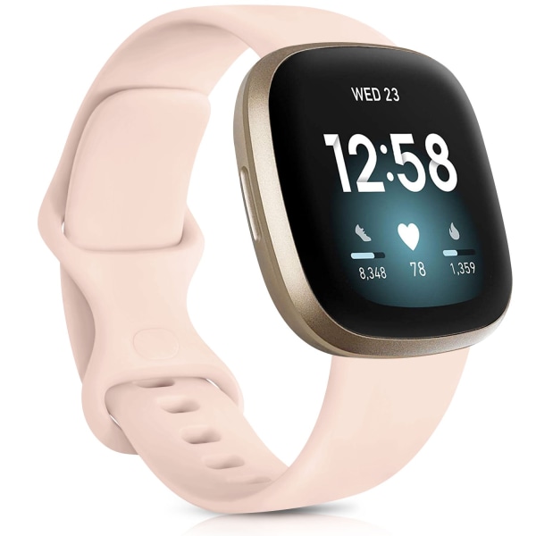 Kellon ranneke Fitbit Versa 3 -rannekkeelle Silikoninen ranneke Vaihto Fitbit Sense -rannekkeelle Correa-lisävarusteet Ruusukulta Hopea sliver size L for Versa3