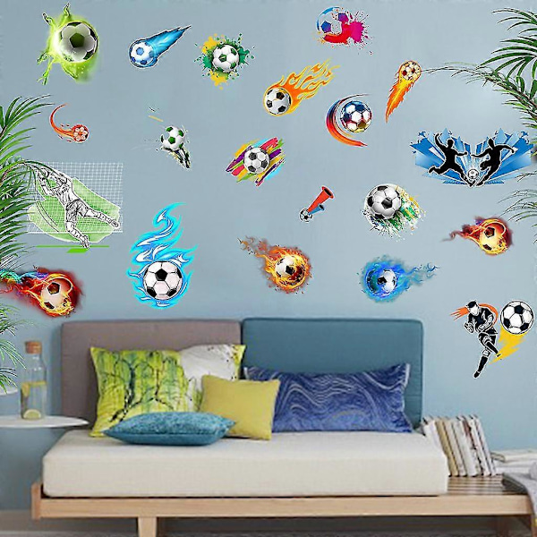 4 st Väggdekaler Fotboll i färg Väggdekaler Mural Stickers för Sovrum Vardagsrum TV-vägg
