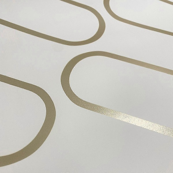 Tapet Linjär Kurva Vit/Guld White/Gold