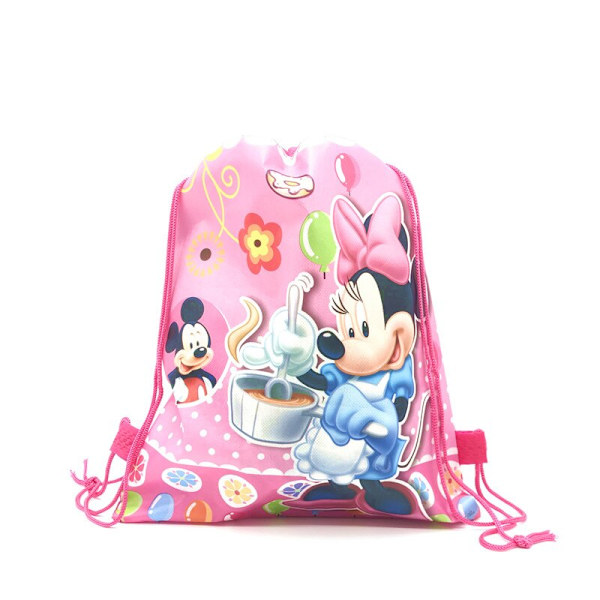 Minnie Mouse Engångsservis Set Barn Födelsedagsfest Tillbehör Papperstallrik Mugg Servett Flagga Flicka Rosa Bröllopstårta Dekoration Bag-1PC3