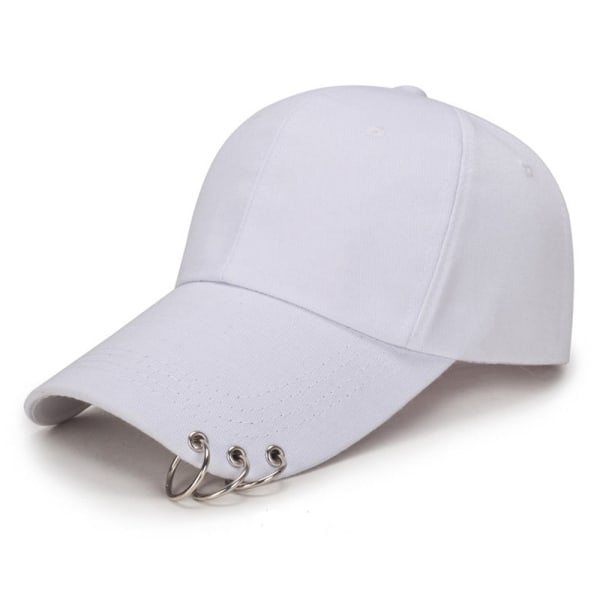 Dam Herr Hip Hop Kpop Snapback Baseballkeps Enfärgad Med Ring Sport Dans Resa Älskare Pappa Hatt Kepsar Streetwear Justerbar 17032302-White