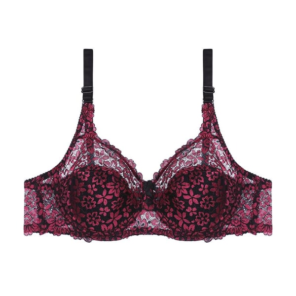 Uutuuksia Läpinäkyvä Pitsi Brodeeraus Naisten Rintaliivit Seksikkäät Plus-koko Alusvaatteet Bralette Rintaliivit Red 80C