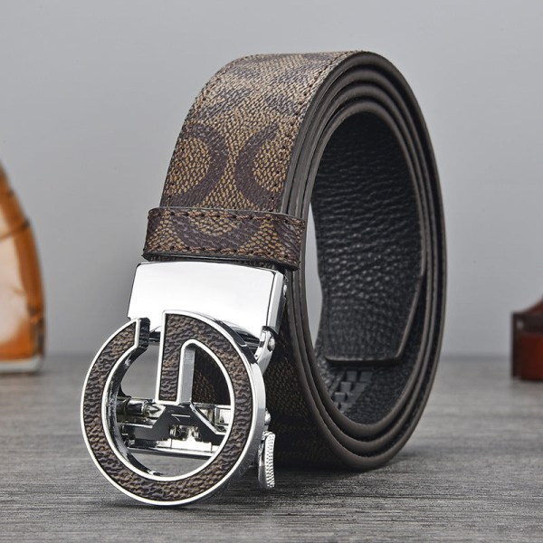 High-End Business Casual Herr Automatiskt Spänne Bälte All-Match Herr Byxbälte Veneer B Buckle silver long grid 110cm