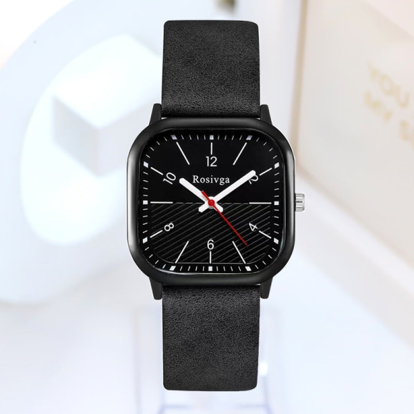 Par Watch Dam Ins Style Square Digital Quartz Watch för mellanstadieelever Black Belt black shell black plate