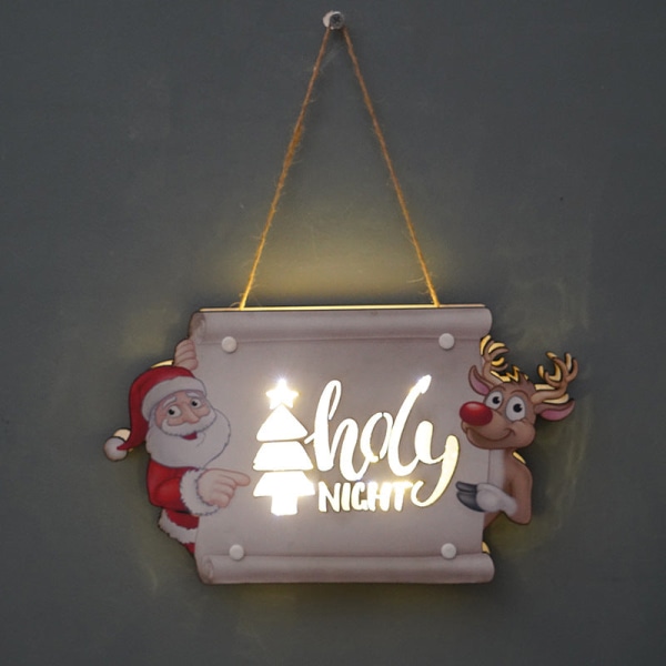 Joulu koristeovi kyltti LED-valo Juhlakokoontuminen Uudenvuoden loma rekvisiitta seinäkoristeet SD-01B small holy night
