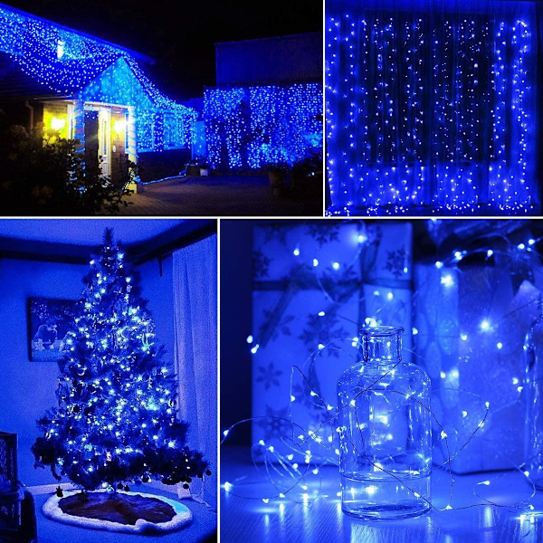 8 Lägen Solcellsdriven Koppartråd Ljusslinga för Utomhus Inomhus Hem Trädgård Fest Bröllop Uteplats Träd Juldekoration Warm white 100LED