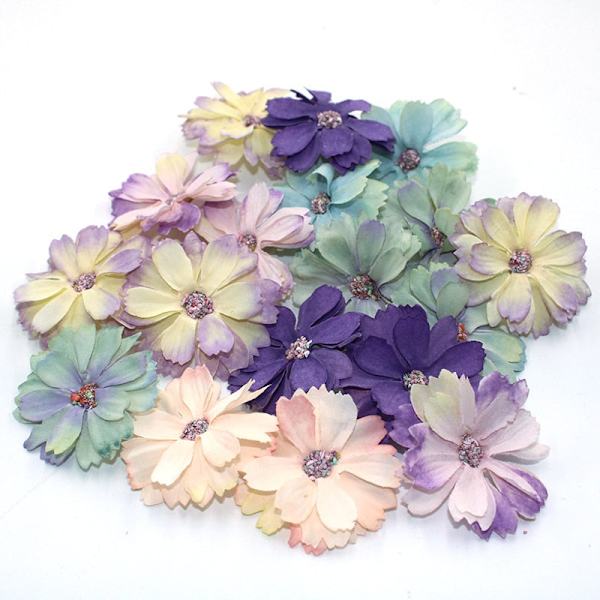 Heta 50 stycken 4,5 cm prästkrage blomhuvud mini siden konstgjord blomma dekoration hem bröllopsdekoration DIY krans huvudbonad fa 3