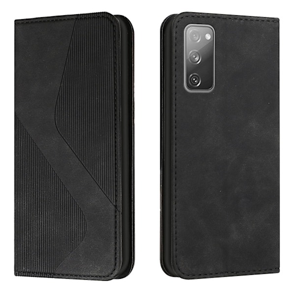 Samsung Galaxy S20 Fe -kotelo, PU-nahkainen läppäsuojus magneettisella sulkimella, lompakkokorttipaikat ja jalusta Black