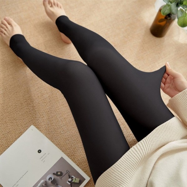 Talven lämpimät, vuoratut trikoot naisille, joustavat paksut fleece-trikoot, korkeavyötäröiset lämpötrikoot, sukkahousut, ihoa vasten läpinäkyvät style 1- 80g One Size