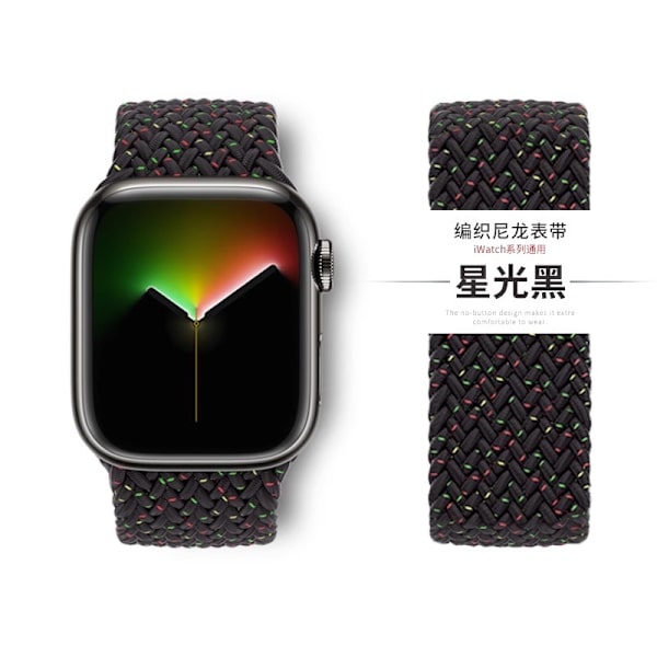 Kellon ranneke Apple Watch iWatch 42/44/45/49mm M-koko Tähtivalo Musta