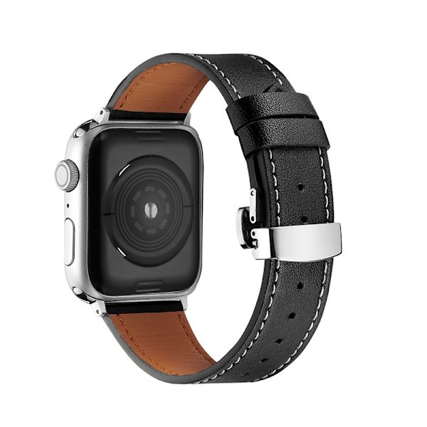 Kellon ranneke Apple Watch iWatch hopea 38/40/41mm musta ja valkoinen lanka