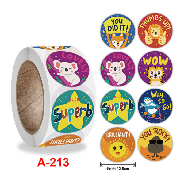 500 st 1 tum Tack Barnleksaksdekaler Etikett självhäftande klistermärken A-213