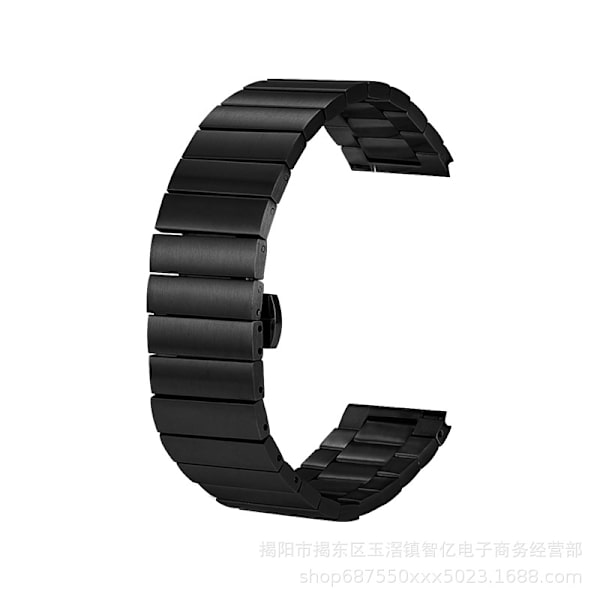 Urrem til Apple Watch iWatch Størrelse 42-44-45-49mm Sort Enkelt-perle massivt stålrem