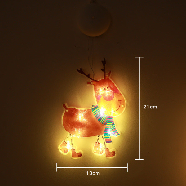 LED Christmas Sucker Lamp Santa Snögubbe Form Fönster Fönster Klistermärken Hänglampa Holiday Sucker Juldekoration Light Airplane Christmas [small]]