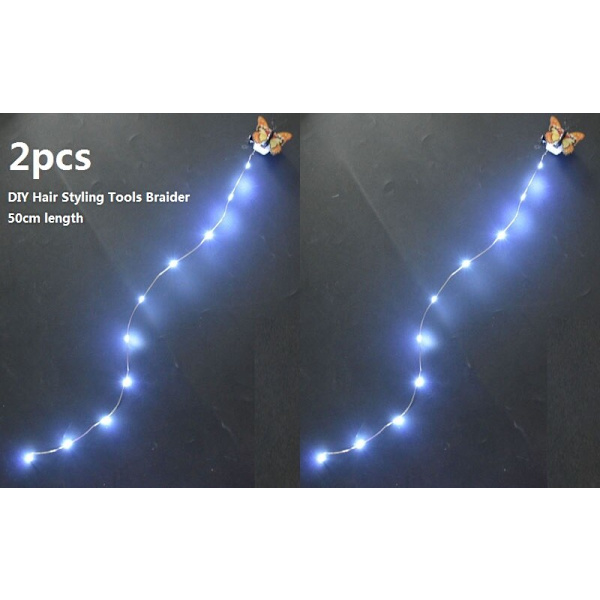 Pige Sommerfugl Lysende Tutu LED Nederdel Glød Blomsterkrans Hovedbøjle Fest Magisk Engel Fe Jul Kostume Fødselsdagsgave 2pcs  white