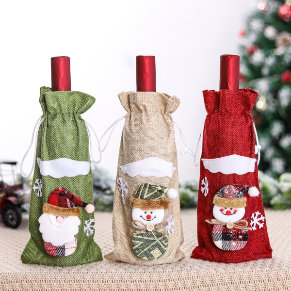 Christmas Wine Bottle Cover God Juldekorationer för hem Juldekoration nyår Xmas Navidad presenter 10