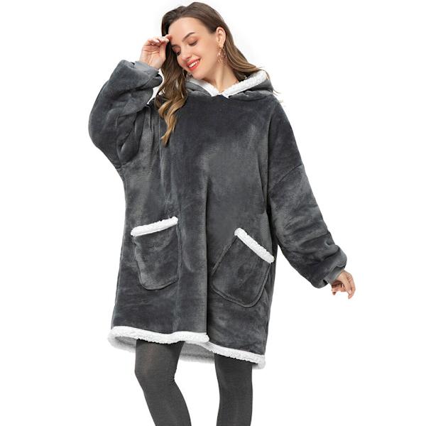 Oversized Hættetrøjer Sweatshirt Kvinder Vinter Hættetrøjer Fleece Kæmpe TV Tæppe Med Ærmer Pullover Oversize Dame Hættetrøje Sweatshirts TV170 Grey One Size