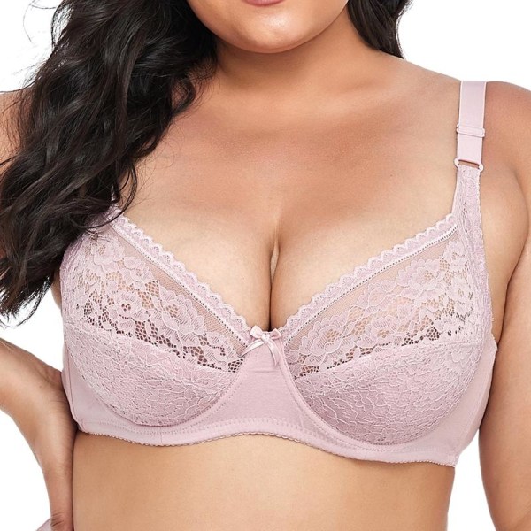 Dam Plus Size BH Sexig Spetsunderkläder Bygel BH Ofodrad Bomullsbehå 85D 90D 95D 100D 105D 110D Beige 110D
