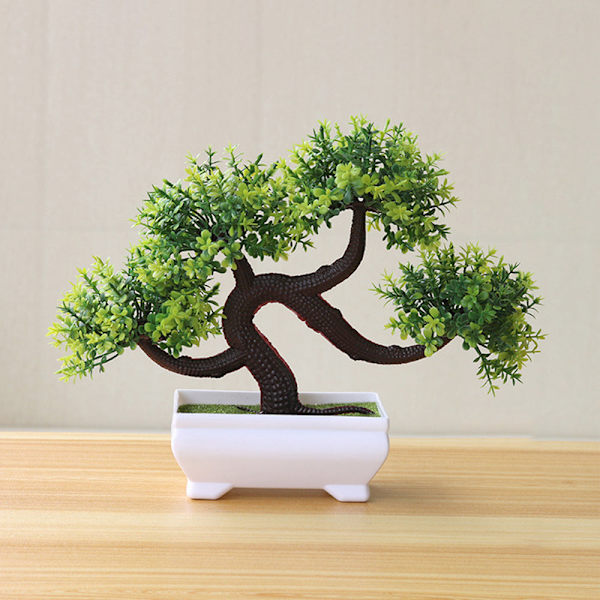 Uudet keinotekoiset kasvit Mänty Bonsai Pieni puu Ruukkukasvit Tekokukat Ruukku koristeet kodin sisustukseen Hotellin puutarhakoriste V
