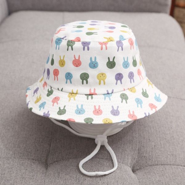 Sommar Baby Solhatt Barn Utomhus Anti UV-skydd Strandhattar Fiskehinkhattar Barn Pojke Flicka Tecknad Fiskarhatt pink lemon