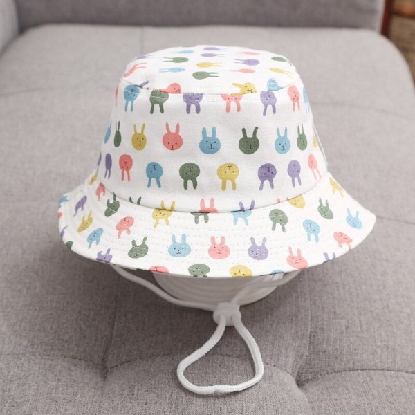 Sommar Baby Solhatt Barn Utomhus Anti UV-skydd Strandhattar Fiskehinkhattar Barn Pojke Flicka Tecknad Fiskarhatt rabbit