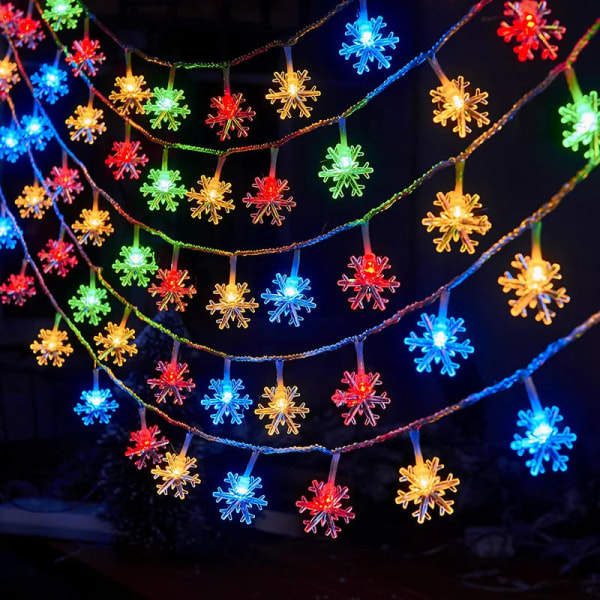 LED Lumihiutale Keijuvalot Joulukuusen latvat Juhlat Makuuhuone Ulkokoristeet USB Pienet Värilliset Valot Uusi Vuosi Multicolor-2m