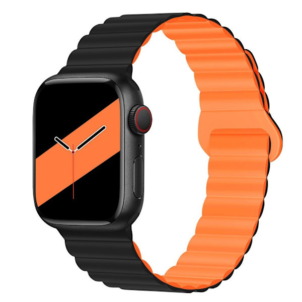 Klockarmband för Apple Watch iWatch 38/40/41MM stark magnetisk attraktion svart med orange