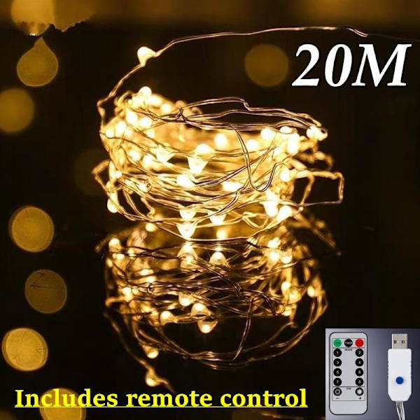 3 STK Stjerneklart Romantisk LED Gardinlys til Juletræ/gave/Hjem/Guirlande/Dekoration Warm white 20M