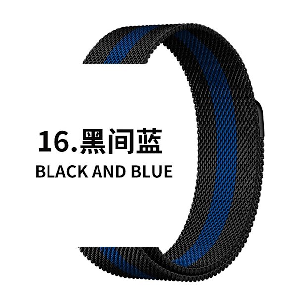 Kellon ranneke Apple Watch iWatch -kelloon Soveltuu: 1-9 sukupolvi SE 38/40/41 10 sukupolvi 42 16 musta ja sininen