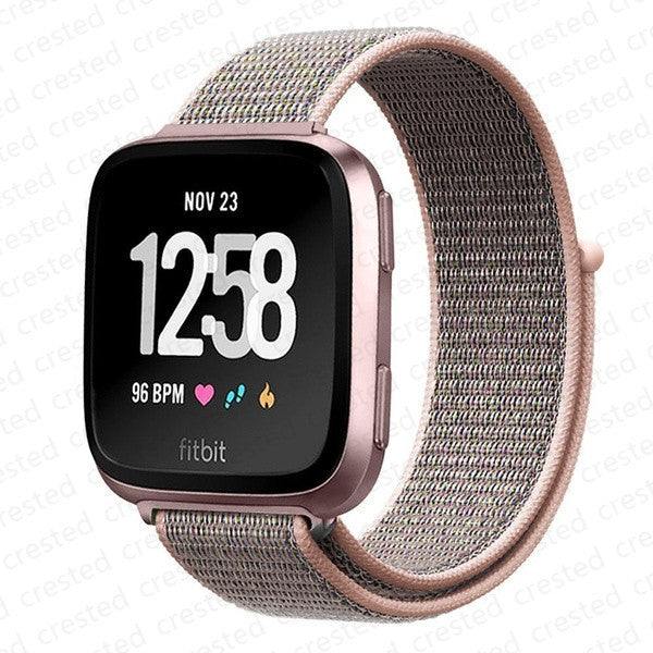 Armband för Fitbit Versa 2 band correa Smartklocka ersättningsarmband Nylon Loop Armband correa Fitbit Versa 2/Fitbit Libe band Overseas Pink sand