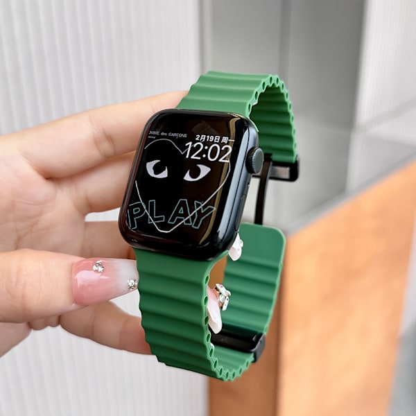 Kellon ranneke Apple Watch iWatch S10 42mm 8mm/40mm/41mm Universal Marine magneettirannekkeelle - Apilanvihreä