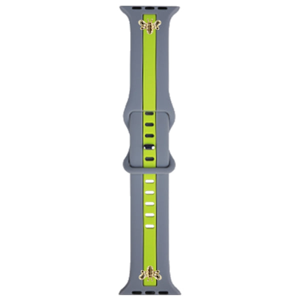 Klockarmband för Apple Watch iWatch 38-41 S10/42mm Grå med fluorescerande grön + guld-bi