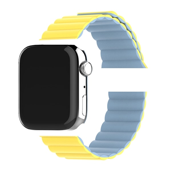 Kellon ranneke Apple Watch iWatch 38/40/41mm vaaleankeltainen ja utuinen sininen