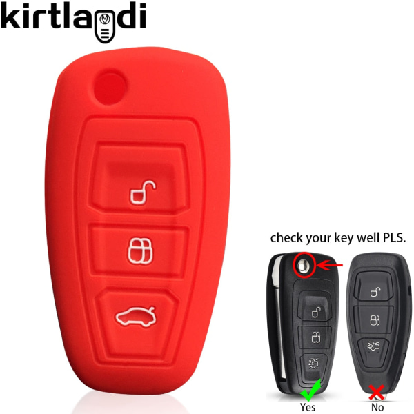 Silikoninen auton avaimen kotelo Ford Kuga Focus Mk3 Mk4 Mondeo Fiesta Titanium Ecosport Transit MK8 -malleille, kaukosäätimen suojus, lisätarvikkeet A black(redline) 1PC