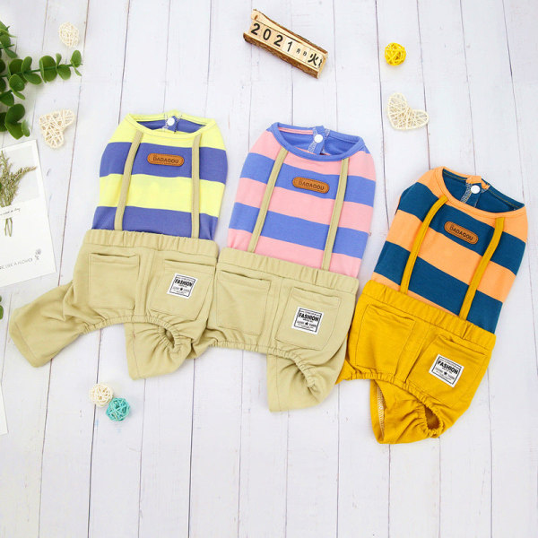 Stribede overalls kæledyrstøj stripe-Orange XL