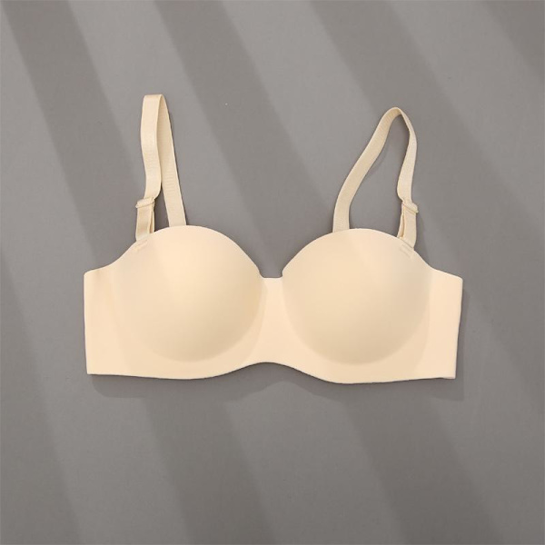 FINETOO Enkel Andningsbar Mode Enfärgad BH Sömlös Lätt Liten Storlek A/B Kupa Bralette Underkläder Lingerie Beige 38A/B