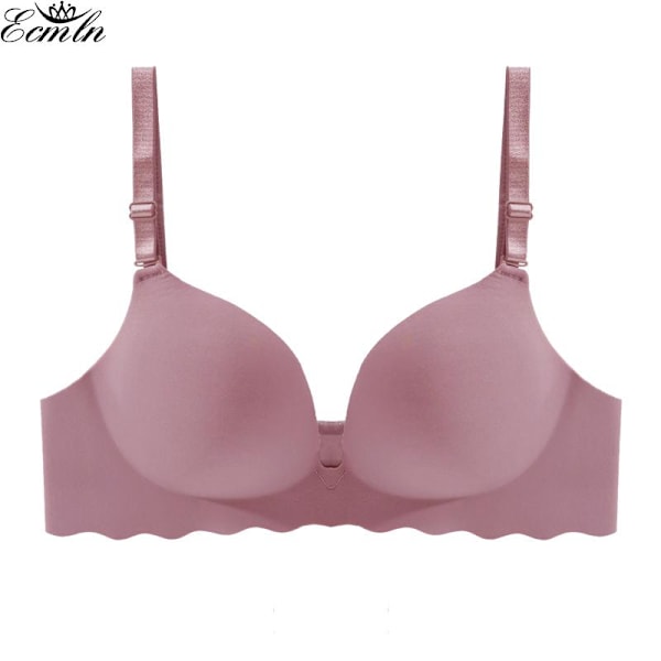 Seamless BH med vågigt mönster i ett stycke för dam, plus size, push up-bralette, lätt och andningsbar underkläder Pink 34/75BC