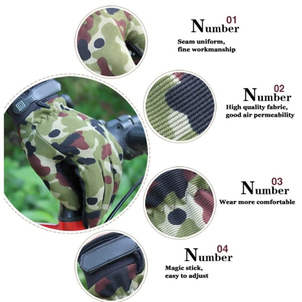 Sommer Herre Taktiske Handsker Letvægts Åndbare Ridehandsker Cykel Skridsikre Fuld Finger Halv Finger Handsker Fiskeri Camouflage XL