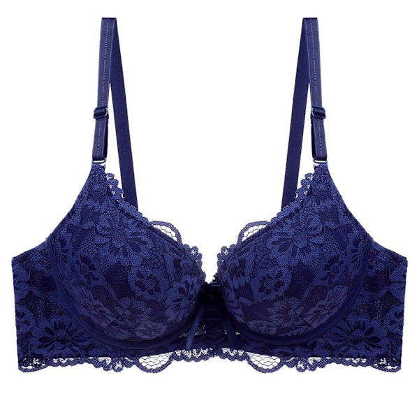 Sexig Spets Push Up BH Dam Plus Size BC Kupa Stor Damunderkläder Bralette Blomma Ren Mässingsbroderi Underkläder White 40C