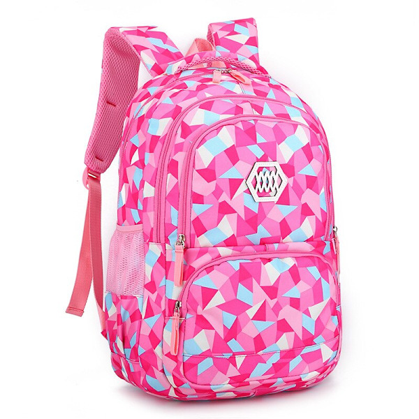 Koulureppusetti Vedenpitävä Nylon Geometrinen Teini-ikäiset Tytöt Pojat Ala-asteen Lapset Koululaukut Kirjalaukku Suuri Tilavuus Mochila Rose Red 1 Piece
