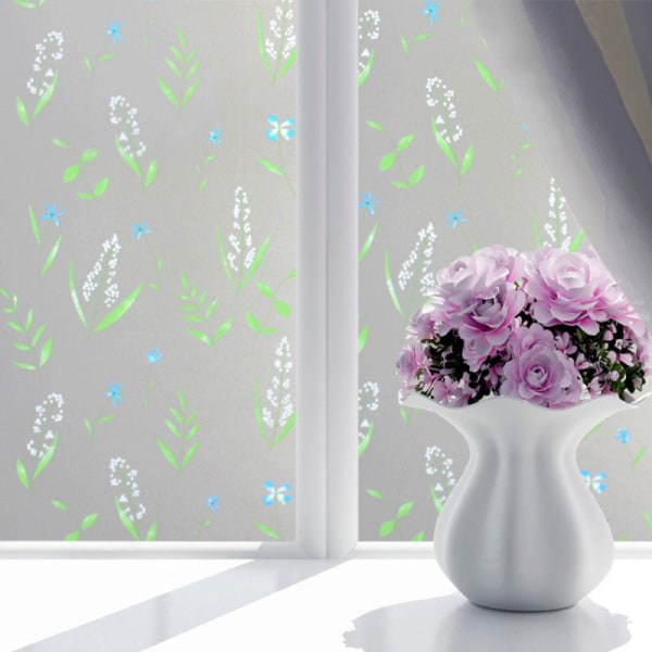 45x100cm Frostet Ugjennomsiktig Glassvindusfilm Selvklebende Dekorative Personvern Vinylklistremerker Anti UV Glassfarget Film Hjemmeinnredning Style H 45x100cm