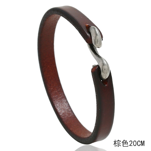 Retro Enkelt Armband i Nötskinn Ornament Mode All-Match Punk Rock Läderarmband Khaki 21.5CM