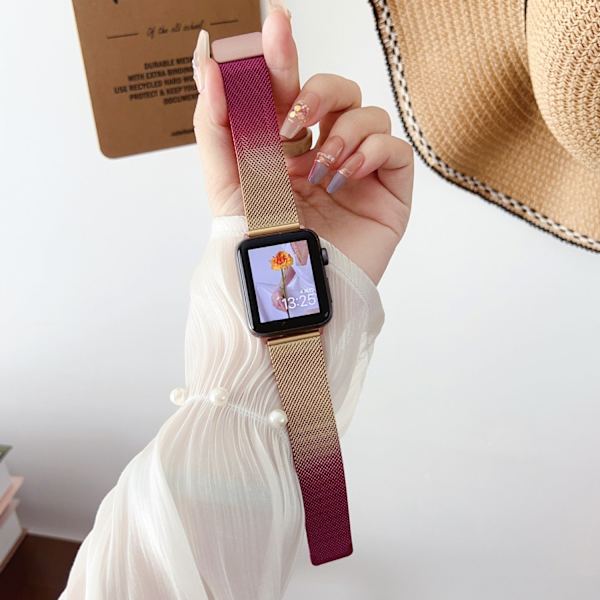 Klockarmband för Apple Watch iWatch för 1-9 generationer: 42-44-45--49mm/s10 46mm lila + retro guld