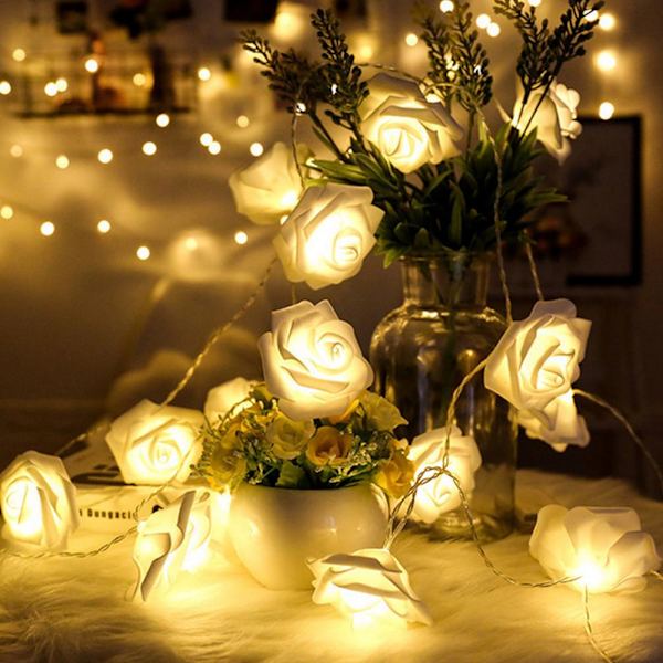 LED Ros Blommor Jul Ljusslinga Fairy Bröllop Julfest Trädgårdsdekor Like the picture Type4